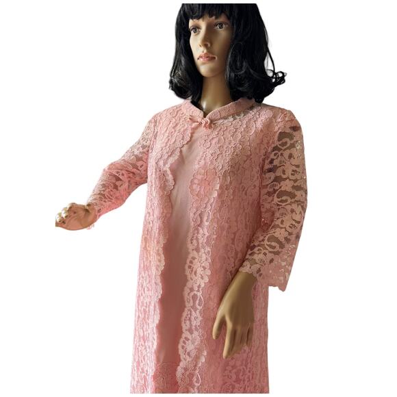50-60's Vintage Pink dress with matching Lace coat Ladies dress size medium - Picture 7 of 17
